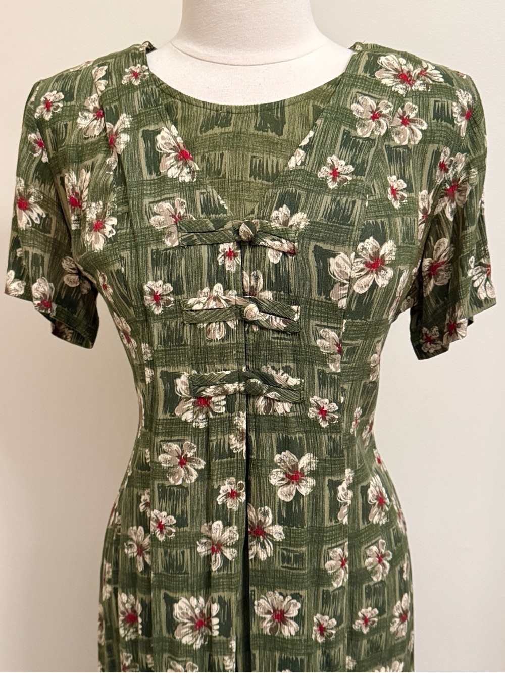 Westport LTD Vintage Green Cream Floral SZ 6 Countrycore Prairie Boho 90’s Dress - Picture 2 of 11